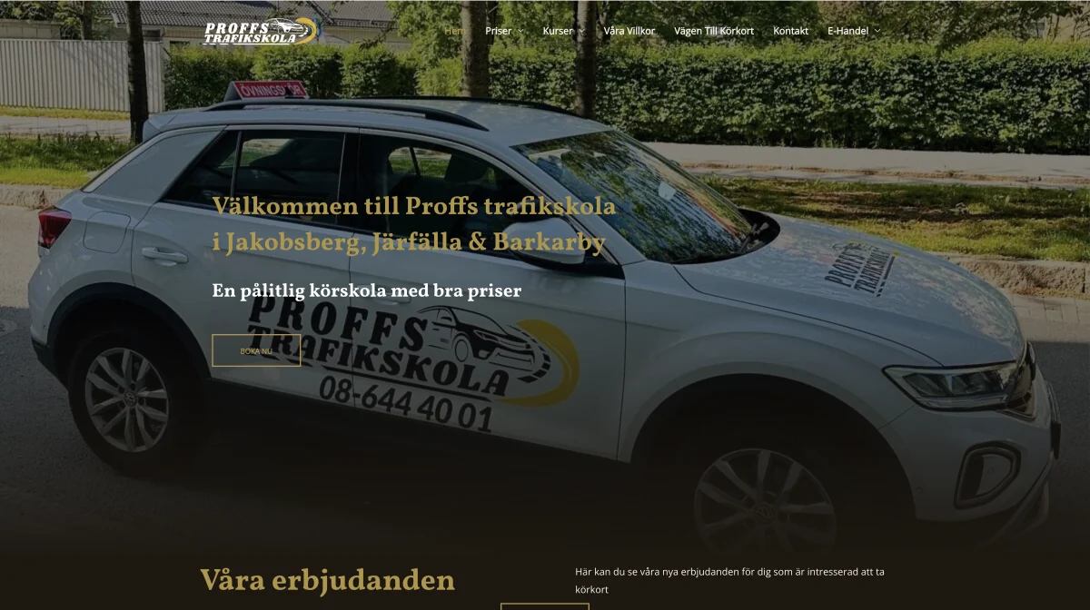 Proffs Trafikskola website Vorher CYouMedia AI Visibility optimisation